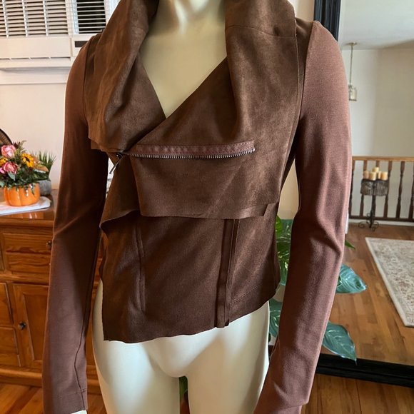 BCBG Maxazaria Brown Ana Faux Suede Jacket - Picture 4 of 10